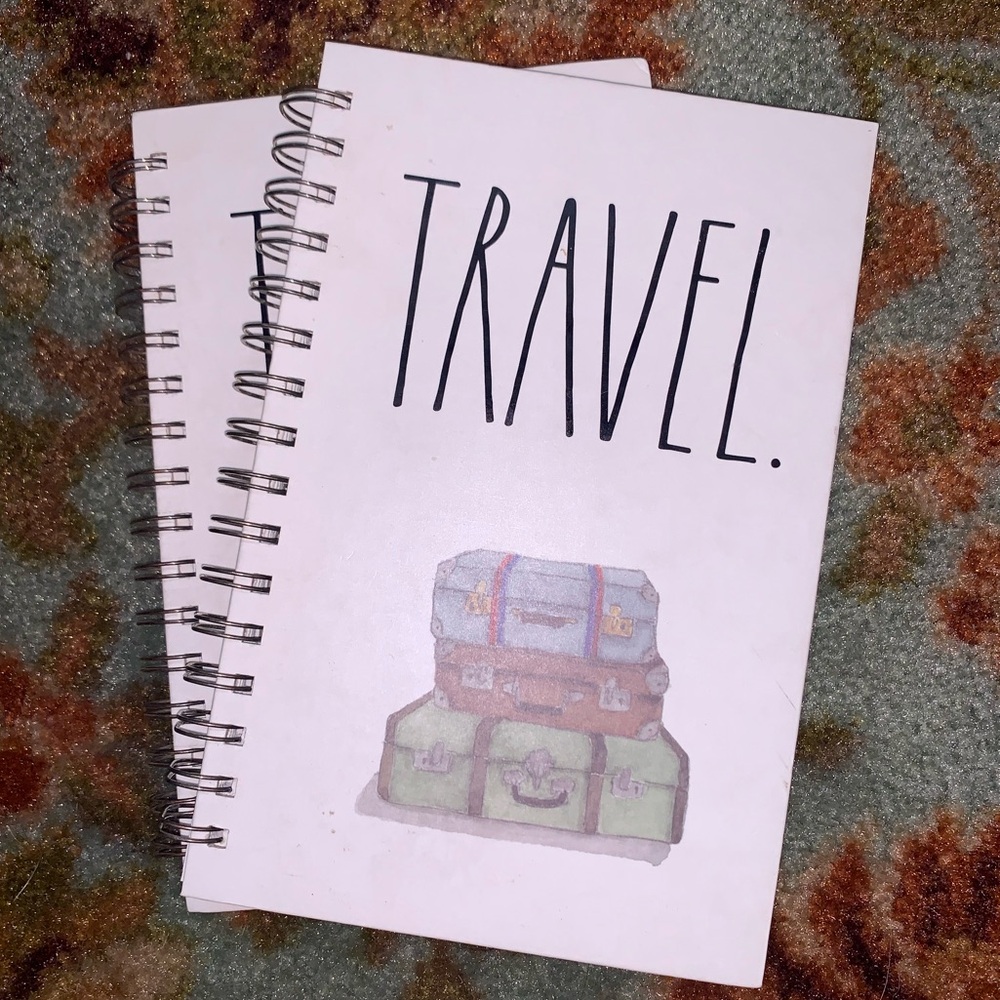 Rae Dunn TRAVEL Stacked Suitcases 160 Lined Pages Spiral Notebook X 2